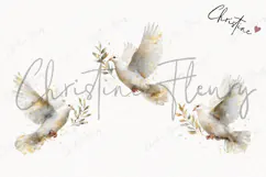 Watercolor White Dove Clipart | Christmas PNG Product Image 3