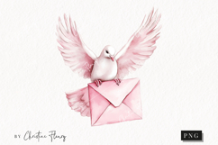 Watercolor Pink Dove | Letter Clipart Product Image 1