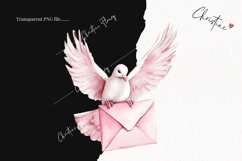 Watercolor Pink Dove | Letter Clipart Product Image 2
