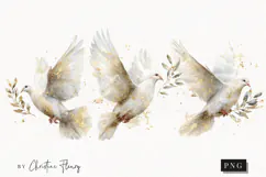 Watercolor White Dove Clipart | Christmas PNG Product Image 1