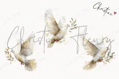 Watercolor White Dove Clipart | Christmas PNG Product Image 3