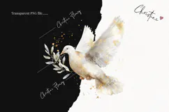 Watercolor White Dove Clipart | Christmas PNG Product Image 2
