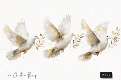 Watercolor White Dove Clipart | Christmas PNG Product Image 1