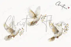 Watercolor White Dove Clipart | Christmas PNG Product Image 3