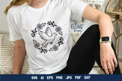 Dove SVG Cut File Design with Flower Frame for Cricut and Silhouette Cutting Machines
