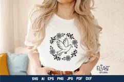 Dove SVG Cut File Design with Flower Frame for Cricut and Silhouette Cutting Machines