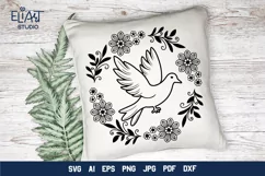 Dove SVG Cut File Design with Flower Frame for Cricut and Silhouette Cutting Machines