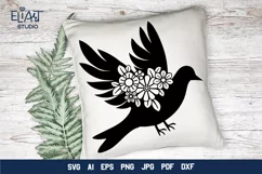 Dove SVG Silhouette Cut File Design with Flowers for Cricut and Silhouette Cutting Machines
