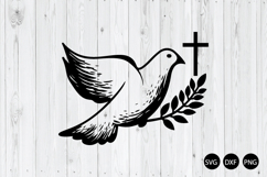 Dove with Olive Branch and Cross SVG, Christian Symbols SVG Product Image 1