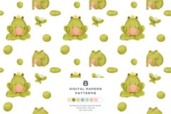 Download 9 Summer Prince Frog Seamless Pattern Digital Paper PNG JPGDigital Paper DTF Pattern Print Watercolor Clipart for kids