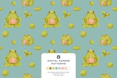 Download 9 Summer Prince Frog Seamless Pattern Digital Paper PNG JPGDigital Paper DTF Pattern Print Watercolor Clipart for kids