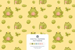 Download 9 Summer Prince Frog Seamless Pattern Digital Paper PNG JPGDigital Paper DTF Pattern Print Watercolor Clipart for kids