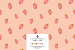 Download 9 Summer Spring Strawberry Seamless Pattern Digital Paper PNG Digital Paper DTF Pattern Print Watercolor Clipart for kids