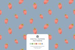 Download 9 Summer Spring Strawberry Seamless Pattern Digital Paper PNG Digital Paper DTF Pattern Print Watercolor Clipart for kids