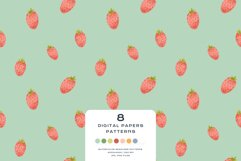 Download 9 Summer Spring Strawberry Seamless Pattern Digital Paper PNG Digital Paper DTF Pattern Print Watercolor Clipart for kids