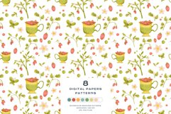 Download 9 Summer Strawberry Tea Seamless Pattern Digital Paper PNG JPG Digital Paper DTF Pattern Print Watercolor Clipart for kids
