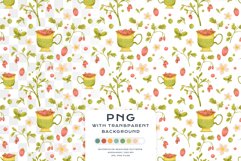 Download 9 Summer Strawberry Tea Seamless Pattern Digital Paper PNG JPG Digital Paper DTF Pattern Print Watercolor Clipart for kids