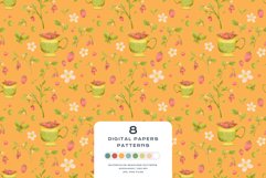Download 9 Summer Strawberry Tea Seamless Pattern Digital Paper PNG JPG Digital Paper DTF Pattern Print Watercolor Clipart for kids