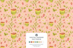 Download 9 Summer Strawberry Tea Seamless Pattern Digital Paper PNG JPG Digital Paper DTF Pattern Print Watercolor Clipart for kids