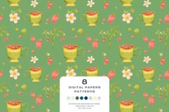 Download 9 Summer Strawberry Tea Seamless Pattern Digital Paper PNG JPG Digital Paper DTF Pattern Print Watercolor Clipart for kids