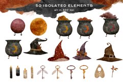 Download Coven Witchy Halloween Pumpkin Scary Watercolor Clipart png for invitation t-shirt designs sublimation designs tumbler kids printable digital dtf art
