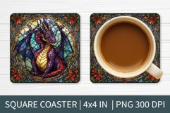 Stained Glass Dragon | Square Coaster Sublimation Design Product Image 1
