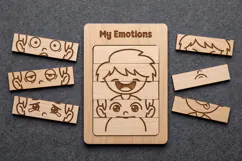 Emotion Puzzle SVG - Laser Cut Feelings Board File Product Image 1