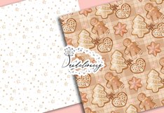 Watercolor Gingerbread digital paper pack Product Image 3