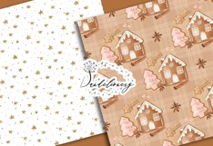 Watercolor Gingerbread digital paper pack Product Image 6