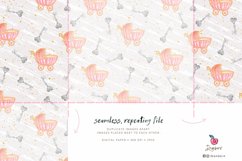 Baby Girl Digital Paper, baby elephant seamless pattern, 086 Product Image 3