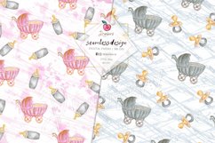 Baby Girl Digital Paper, baby elephant seamless pattern, 086 Product Image 4