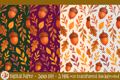 Autumn Acorn Digital Paper, Fall Seamless Pattern Background Product Image 1