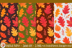 Autumn Leaves Digital Paper, Fall Backgrounds, Product Image 1