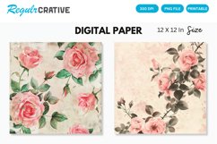 Watercolor Pink Roses Seamless Digital Paper, Roses Pattern Product Image 1