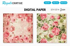 Watercolor Pink Roses Seamless Digital Paper, Roses Pattern Product Image 1