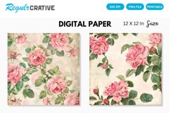 Watercolor Pink Roses Seamless Digital Paper, Roses Pattern Product Image 1