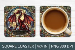 Stained Glass Dragon | Square Coaster Sublimation Design Product Image 1