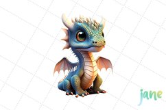 Baby Dragon Watercolor Sublimation Clipart Product Image 3