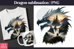 Epic Dragon Fantasy Castle Silhouette Dragon Sublimation Product Image 1