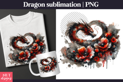 Floral Dragon Watercolor Sublimation Dragon Sublimation Product Image 1