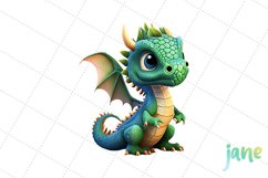 Baby Dragon Watercolor Sublimation Clipart Product Image 4