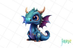 Baby Dragon Watercolor Sublimation Clipart Product Image 6