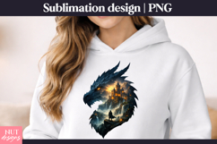 Dragon Head Fantasy Castle Silhouette Dragon Sublimation PNG Product Image 2