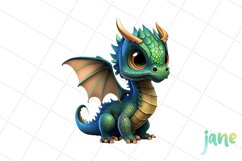 Baby Dragon Watercolor Sublimation Clipart Product Image 2