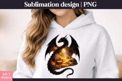 Dragon Guarding Treasure Silhouette Dragon Sublimation PNG Product Image 2