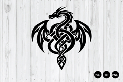 Celtic Knot Dragon SVG, Dragon Black Silhouette SVG Product Image 1