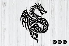 Celtic Knot Dragon SVG, Dragon Black Silhouette SVG, Dragon Product Image 1