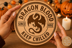 Dragon Blood Halloween SVG, Round Wooden Sign Product Image 1