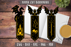 Dragon bookmarks SVG 3d fantasy bookmark paper cut