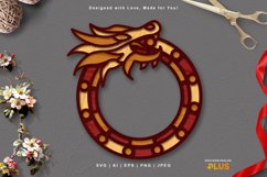 Fierce Dragon Ouroboros 3D Layered Lasercut Craft Design Product Image 1